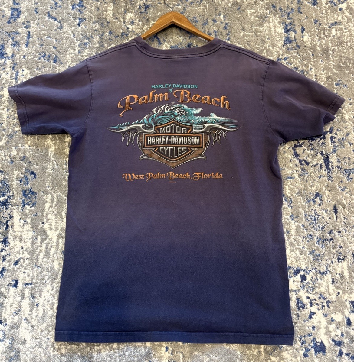 Vintage Harley Davidson Palm Beach Florida Eagle Graphic T Shirt Mens Size Large