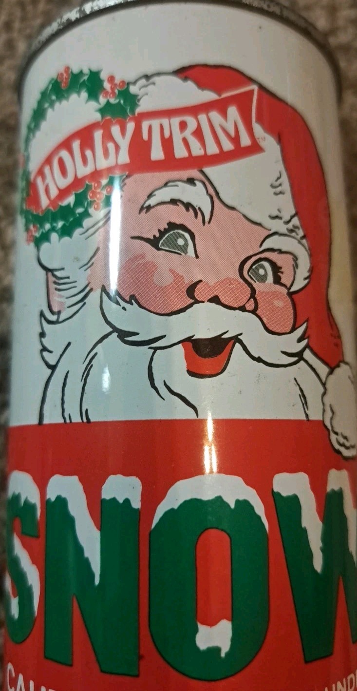 Vintage Holly Trim Artificial Spray Snow Can Santa Face MCM  Hydrosol USA Full