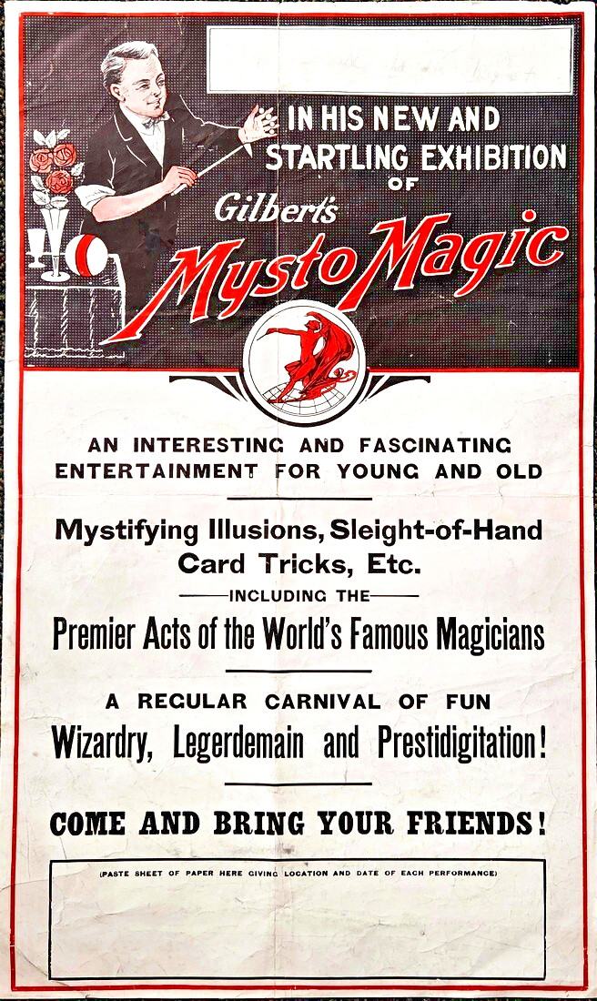Antique 1917 Add Poster for Gilbert\'s Mysto-Magic from the Magic Act Kit