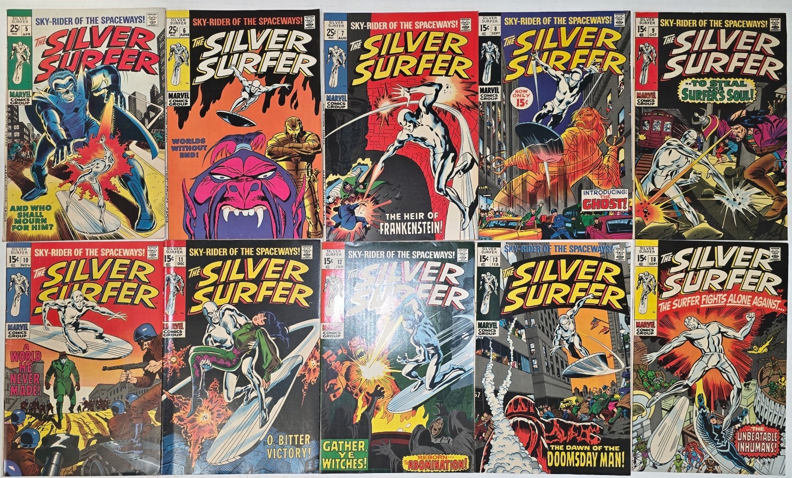 Silver Surfer Silver Age Lot (10) #5-18* VF FN 1969 John Buscema, High Mid Grade