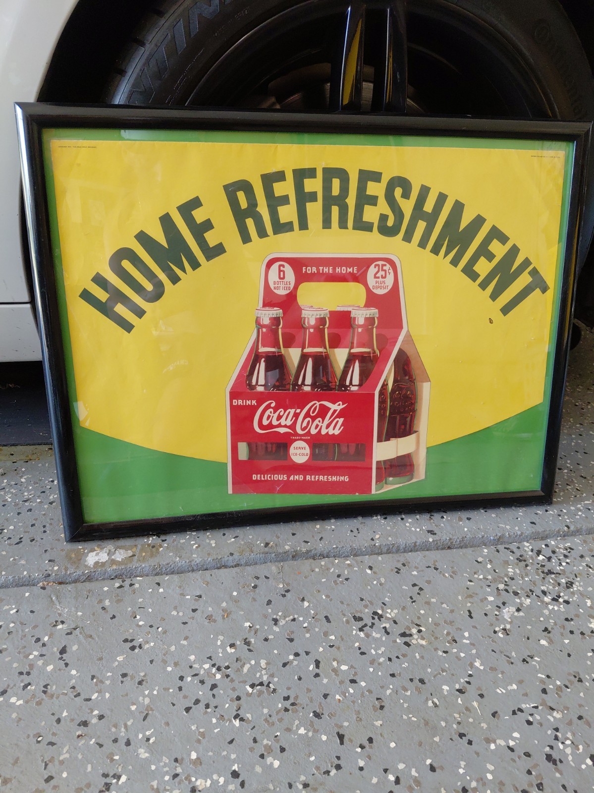 c.1941 Original Vintage Drink Coca Cola Sign Framed Cardboard Litho 6 Pack Coke c.1941 Original Vintage Drink Coca Cola Sign Framed Cardboard Litho 6 Pack Coke