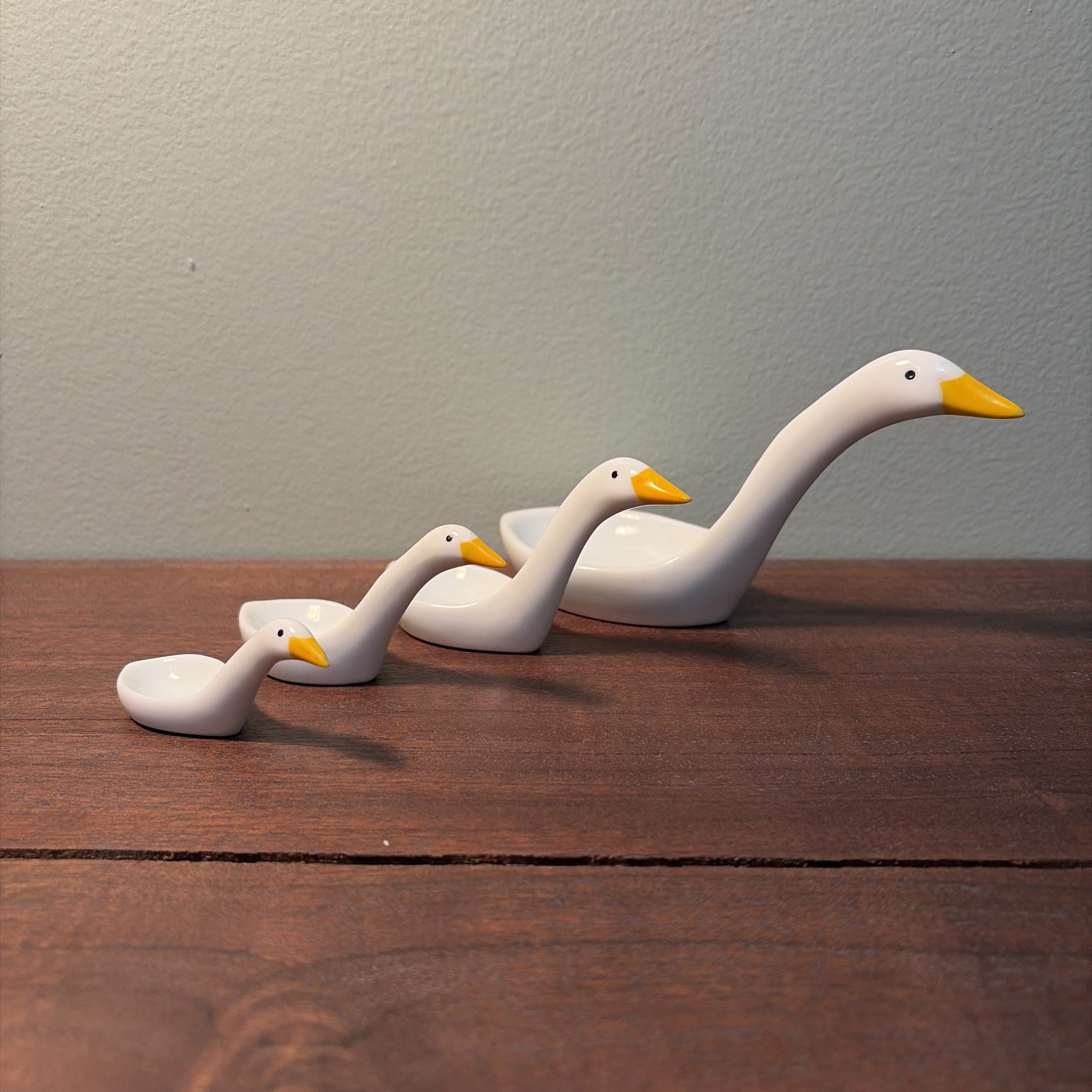 Vintage Avon Ceramic Geese Measuring Spoons 1980s Full Set - No Stand