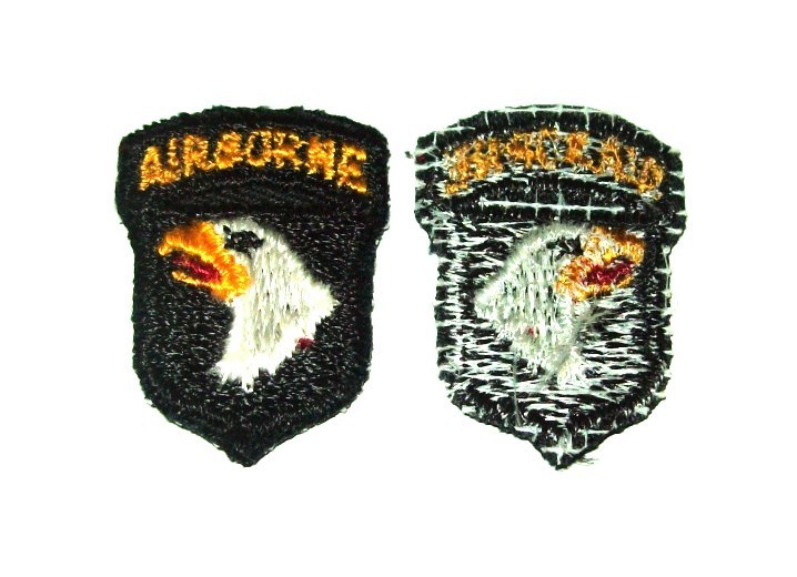 ORIGINAL SMALL 1960\'s 101st AIRBORNE DIVISION CAP OR COLLAR PATCH (BACK GLOWS)