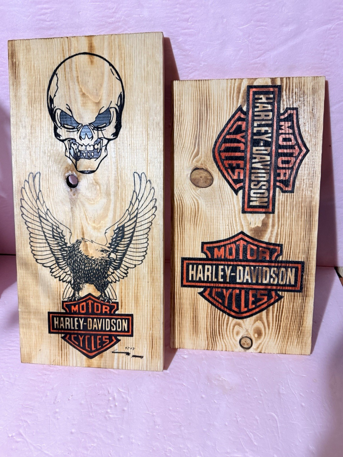 2x Harley Davidson laser engraved plaque 2x Harley Davidson laser engraved plaque