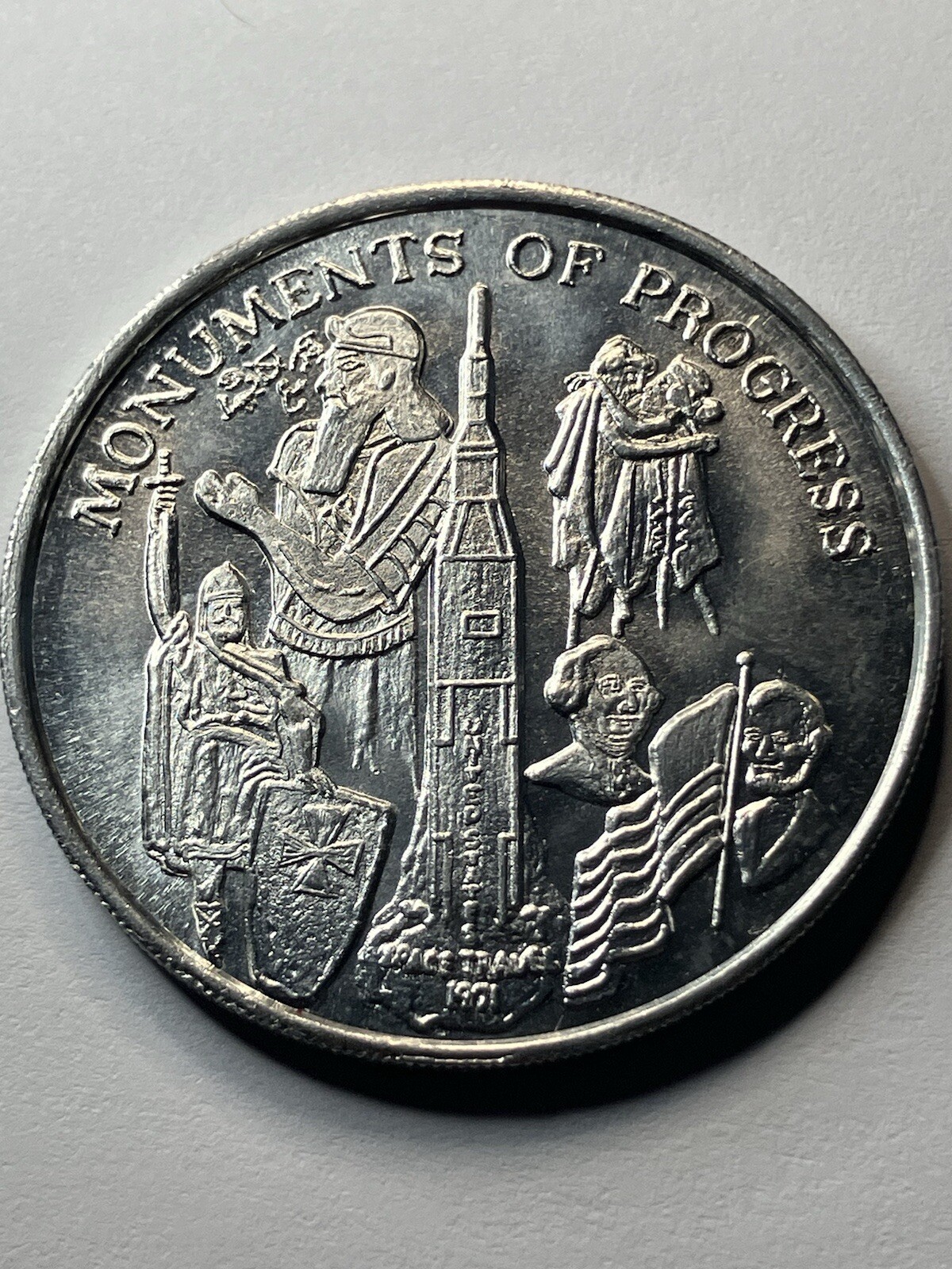 Scarce 1971 Monuments Of Progress Mardi Gras Token Aluminum #to1