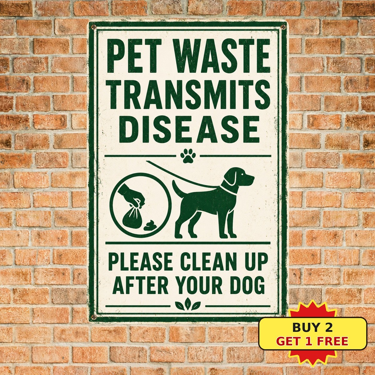 Clean After Your Pet Dog Waste Warning Metal Sign Outdoor Yard Lawn Plaque