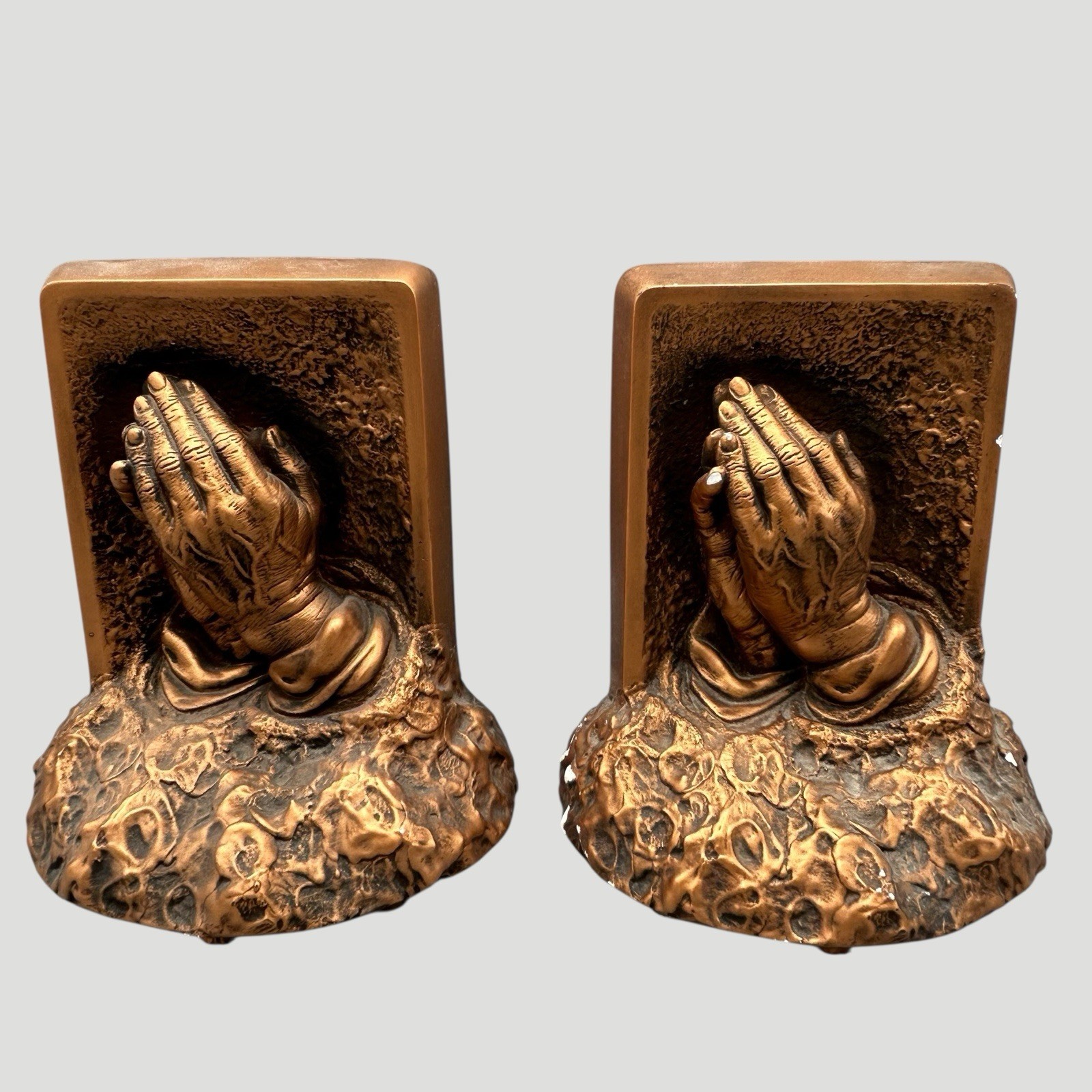 Praying Hands Book Ends Prayer By Victor Creative Arts 1964 Chalkware *See Pics