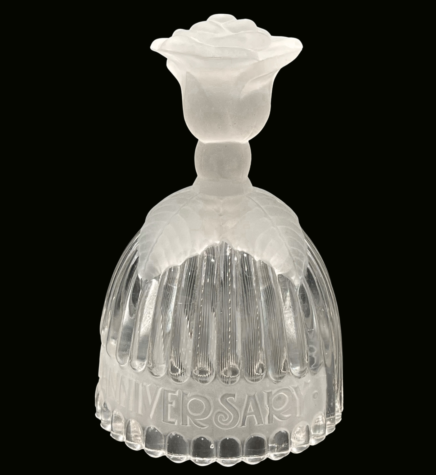 Goebel Happy Anniversary Bell Lead Crystal Frosted Rose West Germany Vintage