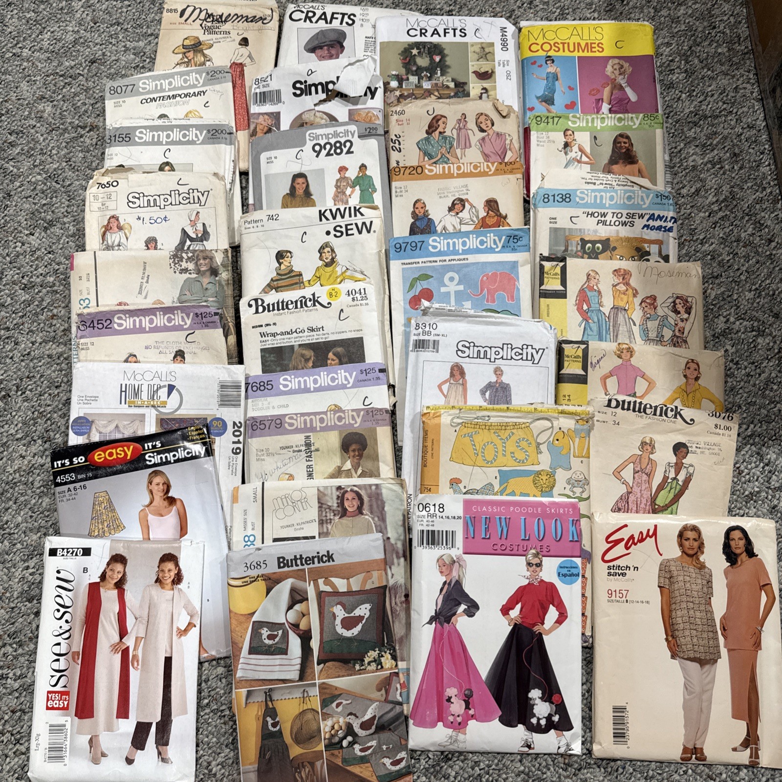 32 Total McCall's Simplicity Butterick Vogue Lot Vintage Original Patterns