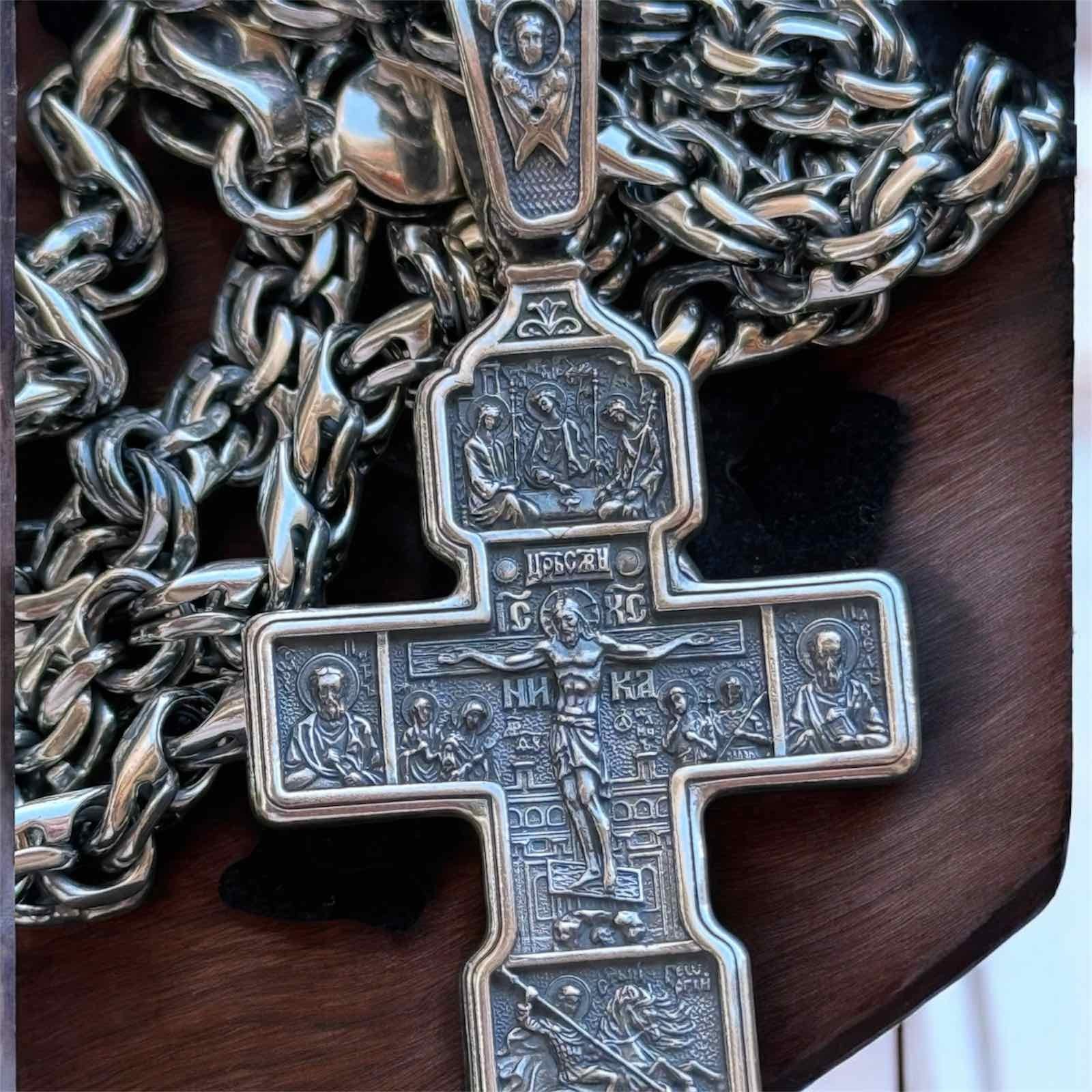 Vintage Necklace Jesus Pendant Silver 925 Jewelry Chain Women's Men Saints Rare
