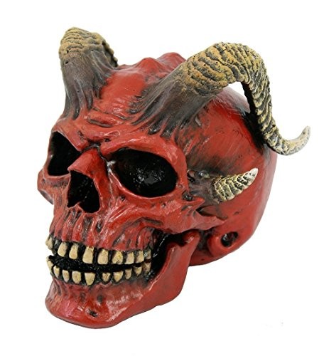 Pacific Giftware Red Devil Horned Skull Figurine Collectible Tabletop Dark
