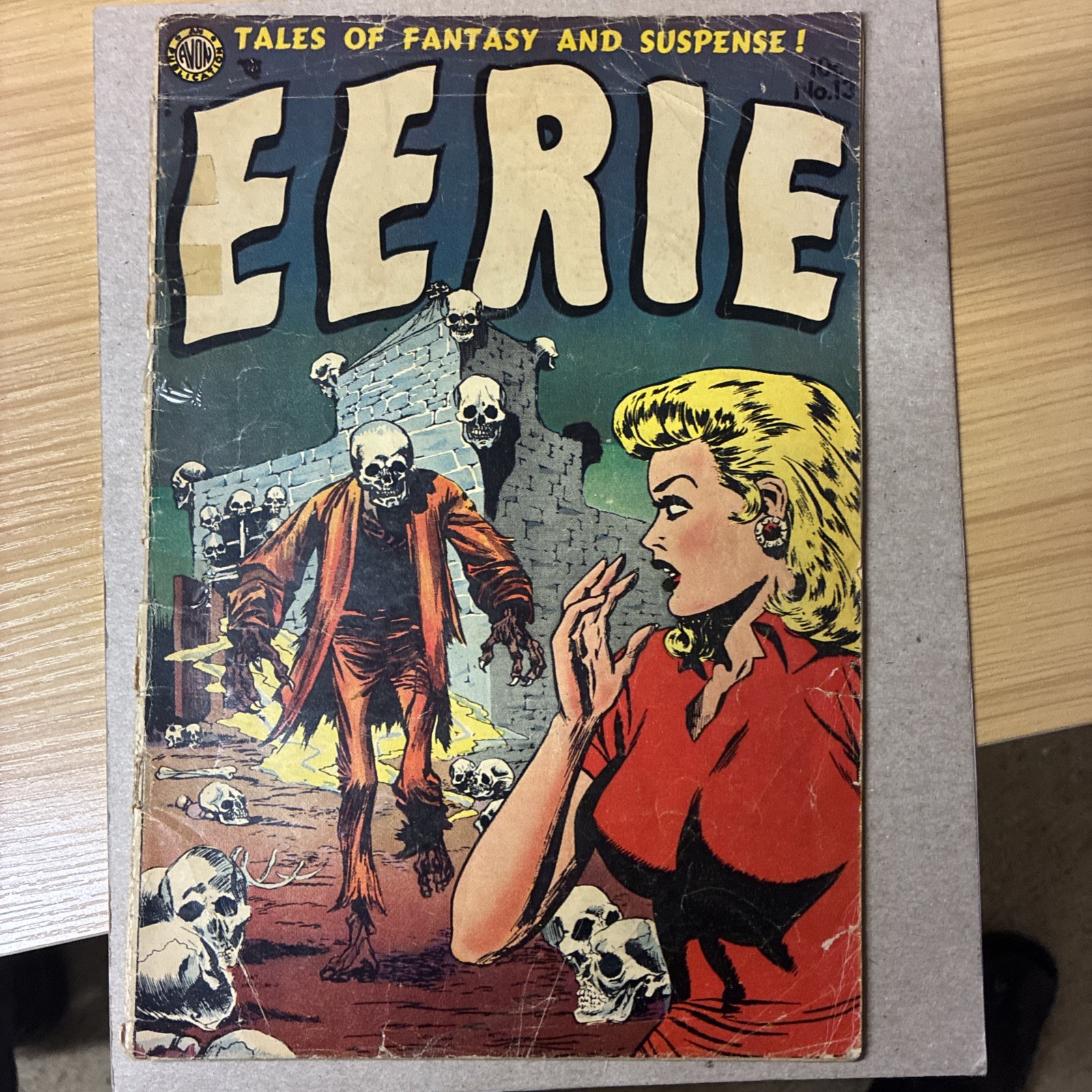 Eerie #13 1953-Avon-Skull Cover  Blonde babe HEADLIGHTS Wally Wood Cover