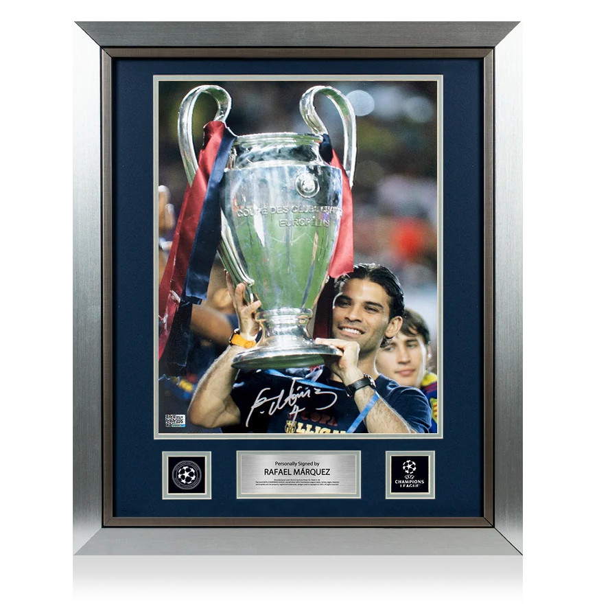 Rafael Marquez Signed Barcelona Champions League Photo Framed COA