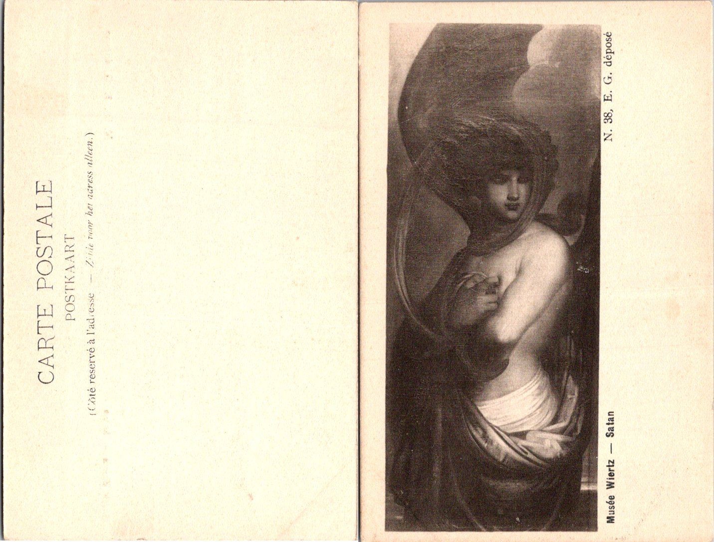 Musee Wiertz Postcard Satan Vintage French Carte Postale Unposted Art Print
