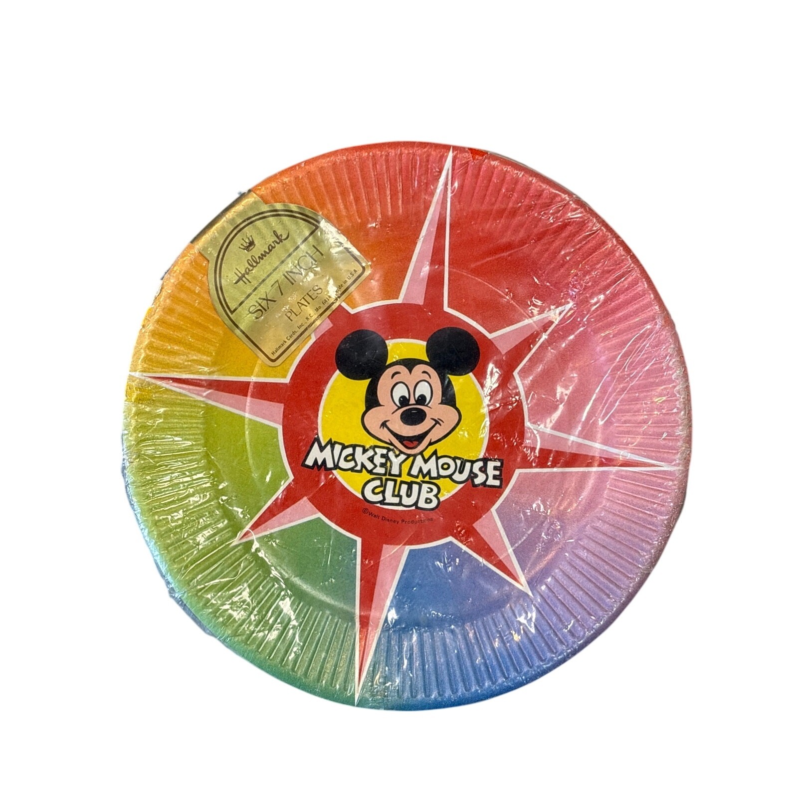 Vtg 70s/80s SEALED Mickey Mouse Club 7” Paper Plates (6 count) hallmark
