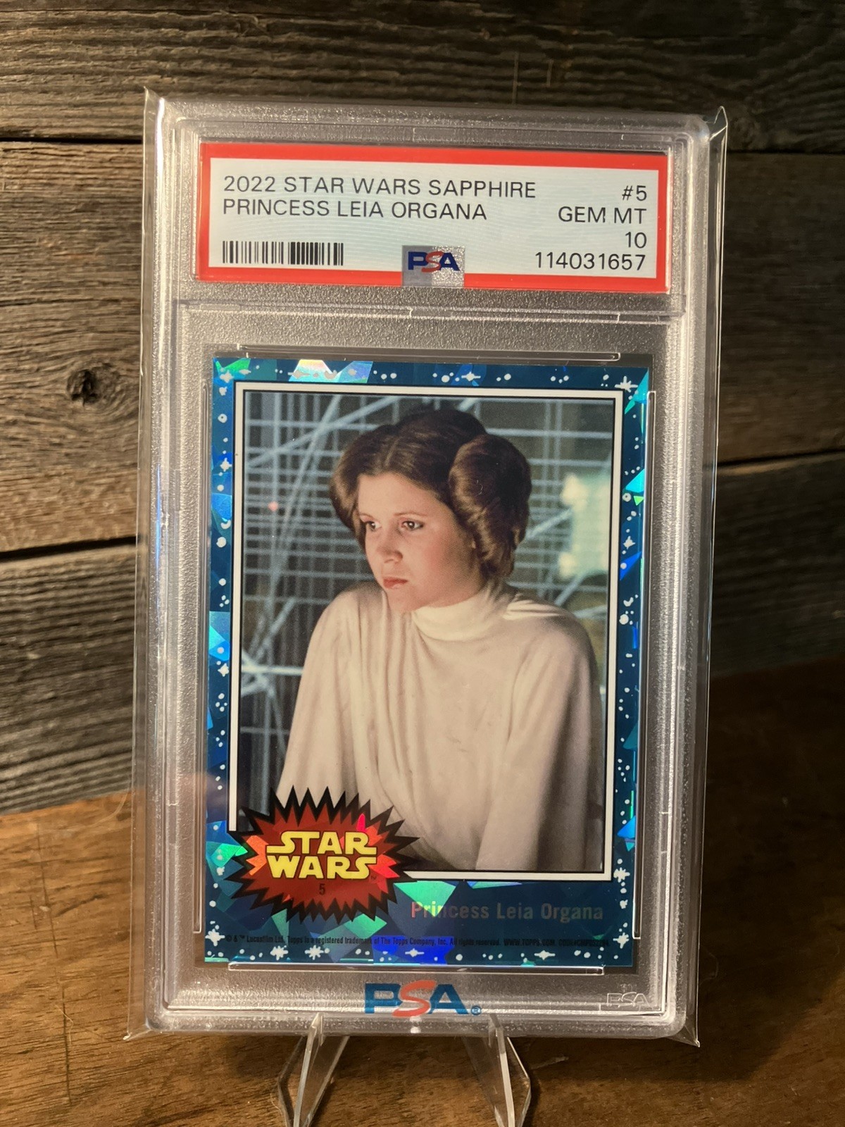2022 Topps Chrome Star Wars Sapphire #5 Princess Leia Organa PSA 10 Beautiful 2022 Topps Chrome Star Wars Sapphire #5 Princess Leia Organa PSA 10 Beautiful