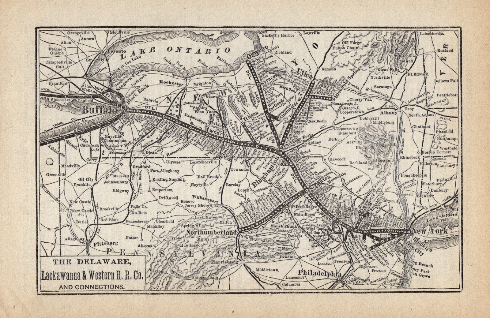 1910 Delaware Lackawanna & Western Railroad Map Vintage Railway Map  2085