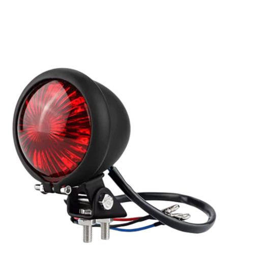 Motorcycle Tail Light LED Retro Style Round Metal Brake Running Cruise Modified