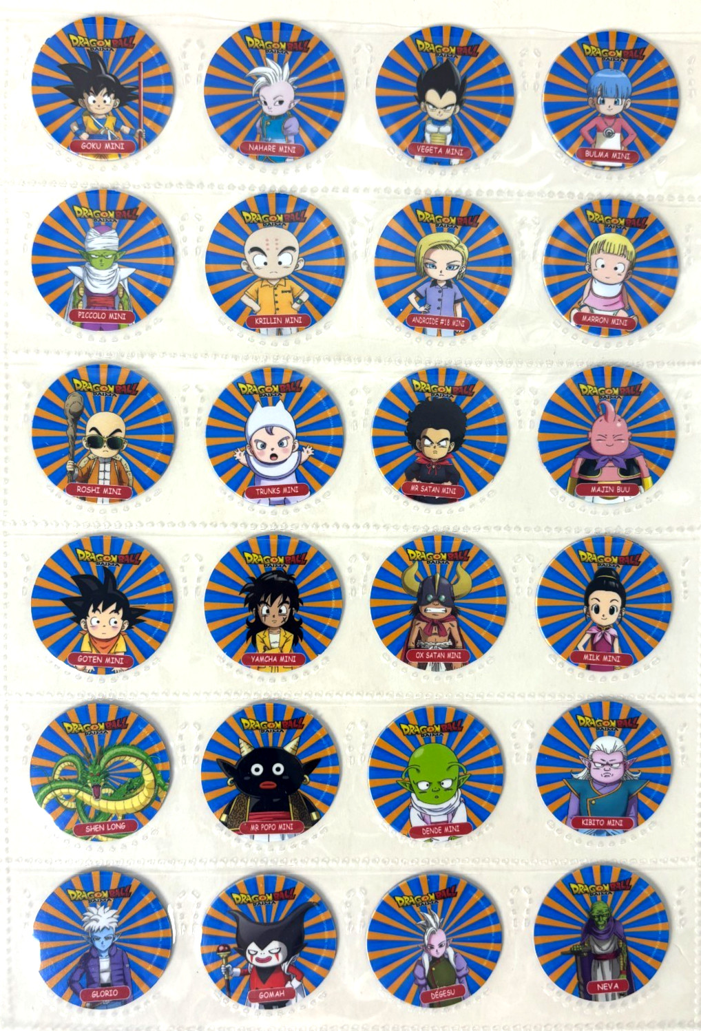 2025 TAZOS DRAGON BALL DAIMA Full Set 40/40 Peru Pogs Toei Animation GOKU VEGETA