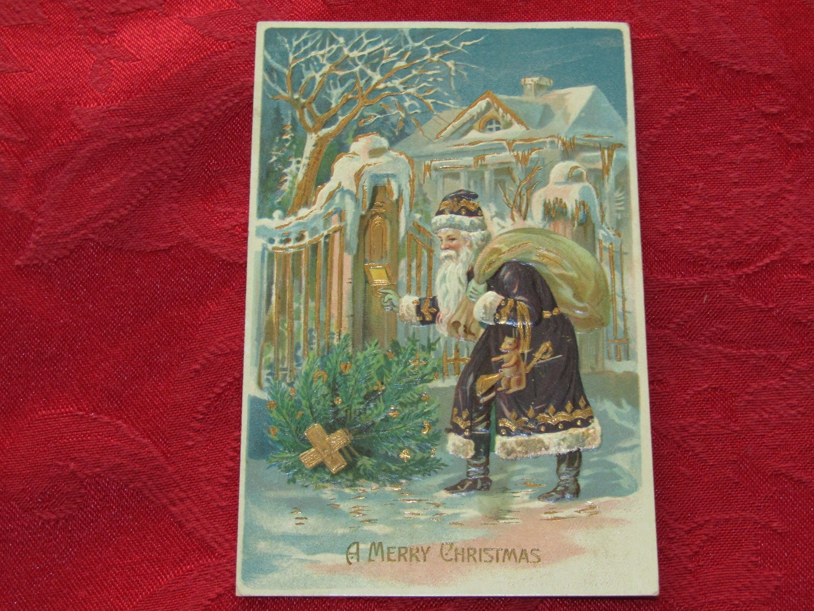 Super Nice Gold Etched Purple Coat *GERMANY* Old World Santa Claus PC Super Nice Gold Etched Purple Coat *GERMANY* Old World Santa Claus PC