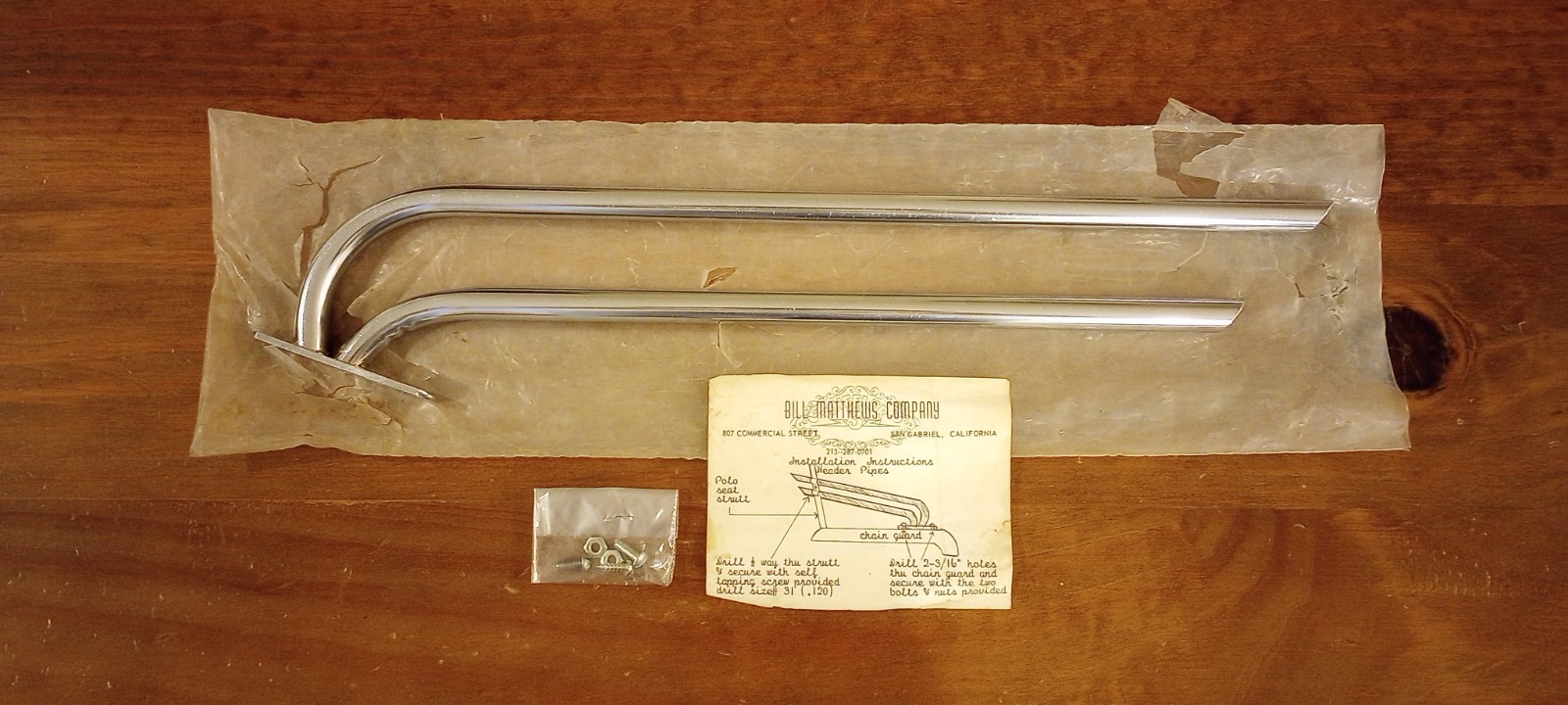 NOS Vintage Bill Matthews Schwinn Stingray Banana Seat Muscle Bike Header Pipes