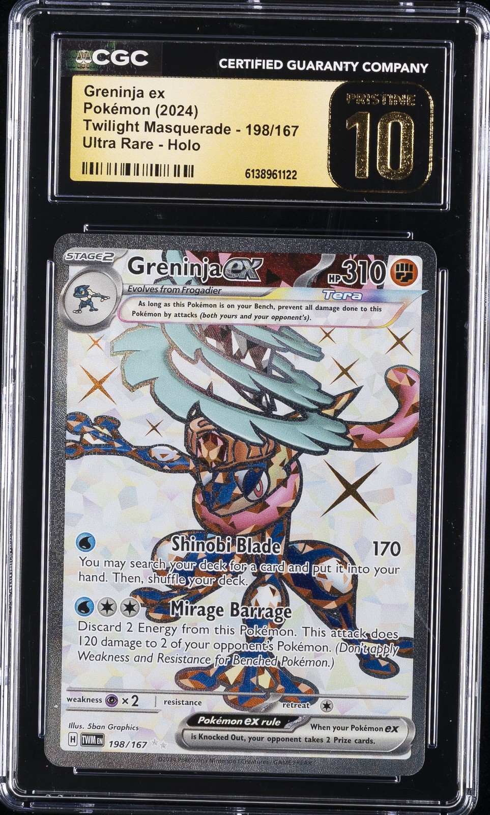 2024 POKEMON TWILIGHT MASQUERADE-ULTRA RARE-HOLO GRENINJA EX CGC 10 PRISTINE