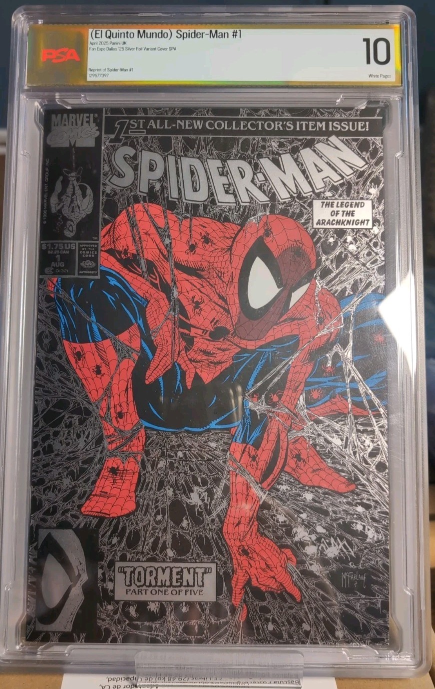 Spider-Man #1 Silver PSA 10 Not CG -McFarlane  SUPER RARE/LOW POP PANINI MEXICO