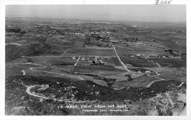 La Mesa, California from Mt. Helix 1950s OLD PHOTO