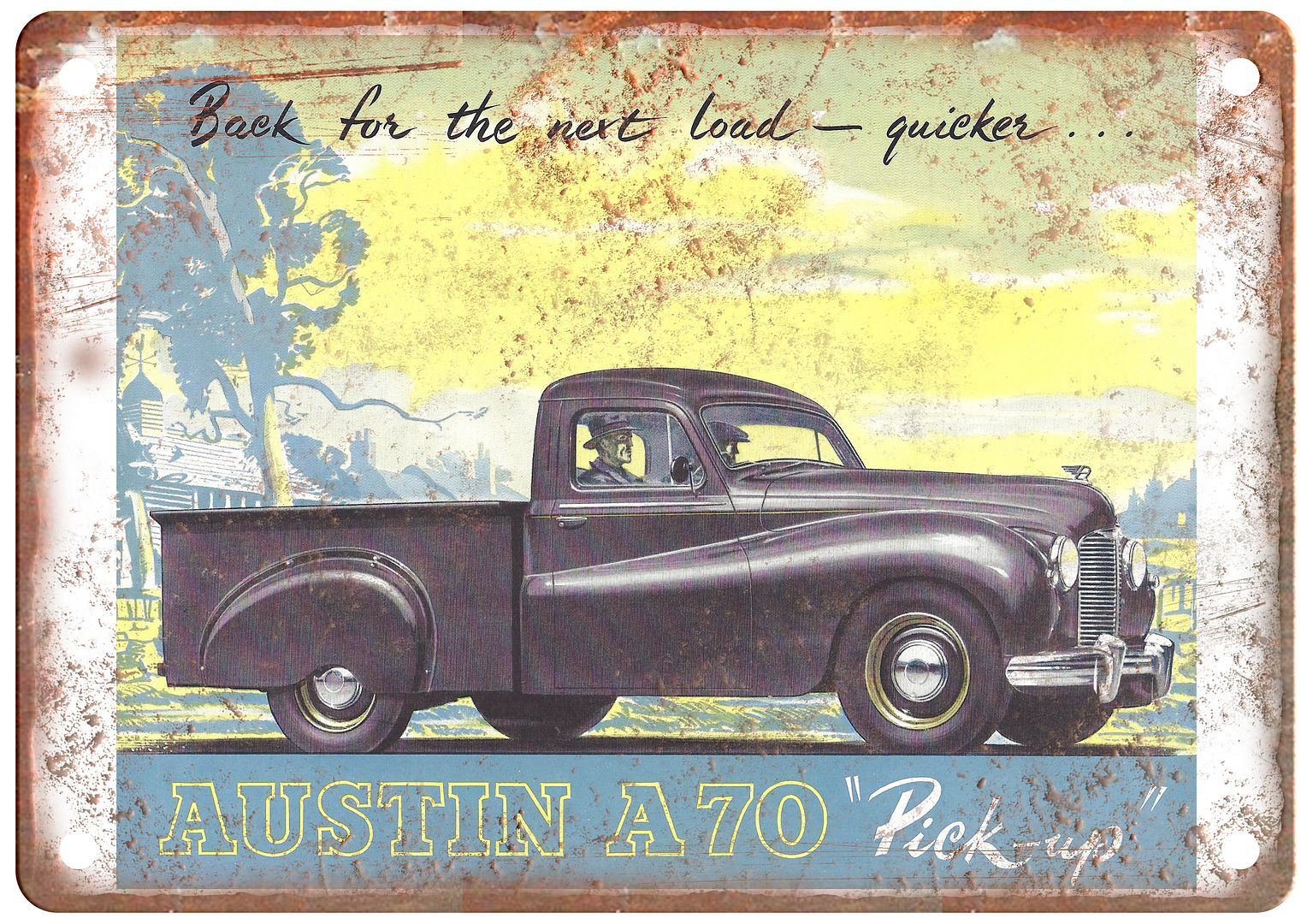 Vintage Austin A70 Pick-up Auto Ad Reproduction Retro Look Metal Sign A1374 Vintage Austin A70 Pick-up Auto Ad Reproduction Retro Look Metal Sign A1374