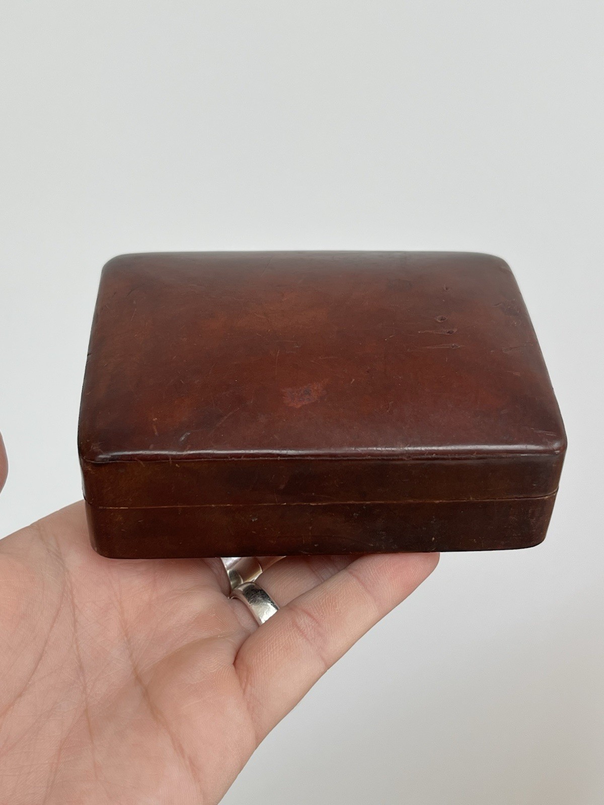 Vintage Italy Leather Jewellery Trinket Box