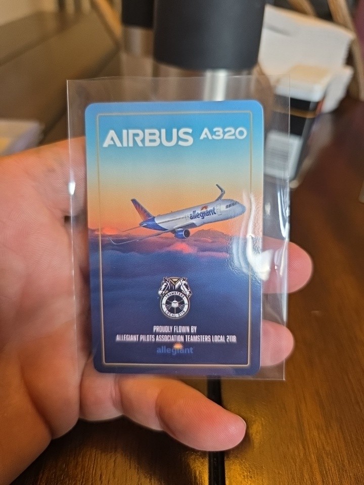 Allegiant A320 Airlines Trading Card Airbus Allegiant Pilots Association 2118