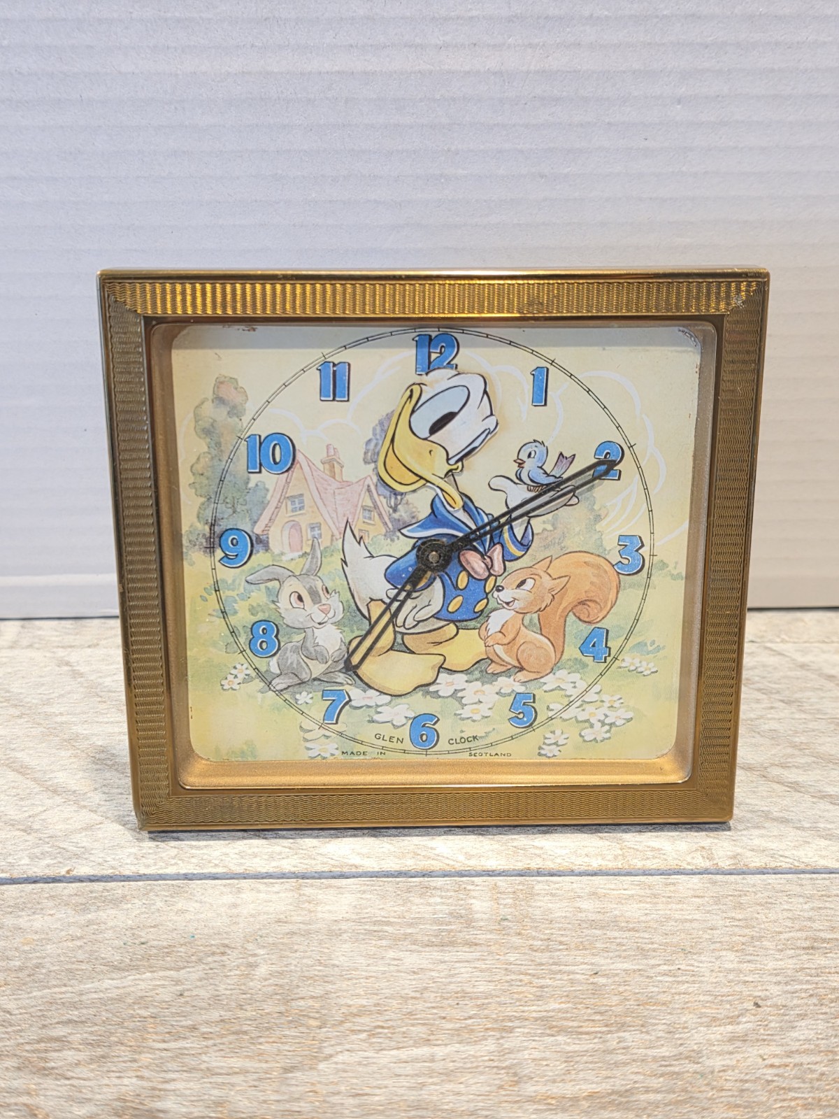 Rare 1950\'s Glen Clock Scotland Animated Donald Duck Working Clock