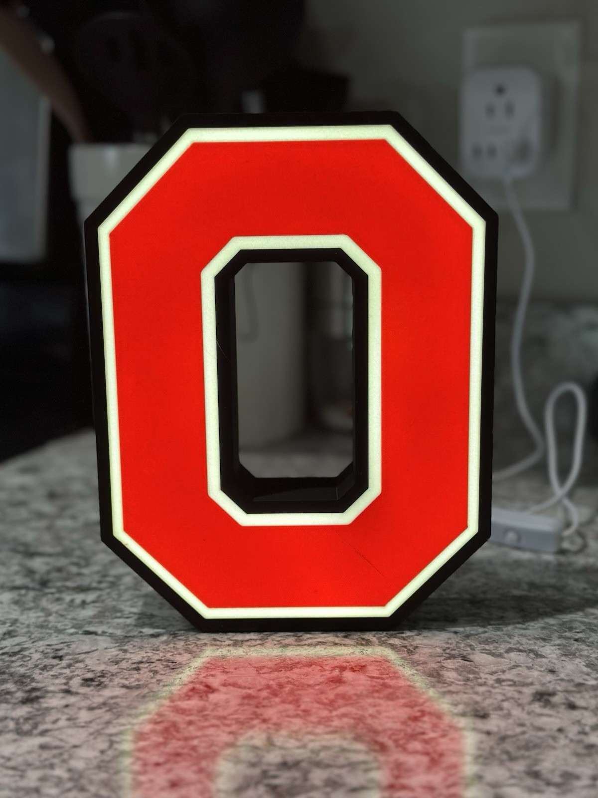 Ohio State Buckeyes OSU Block “O”Light Box LED Sign 3D Printed Decor Man Cave