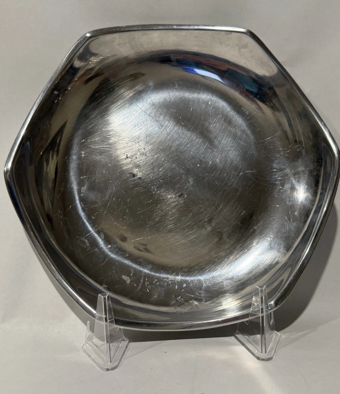 Vintage 80’s SW nambe Classic Silver Platter 533G Lg Hexagon 11” Dish Bowl Tray