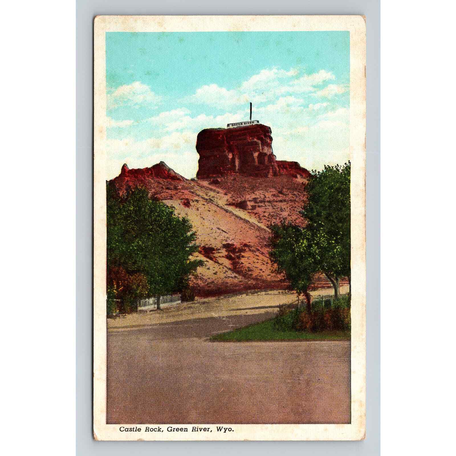 Postcard Green River Wyoming Castle Rock Vintage White Border Unposted