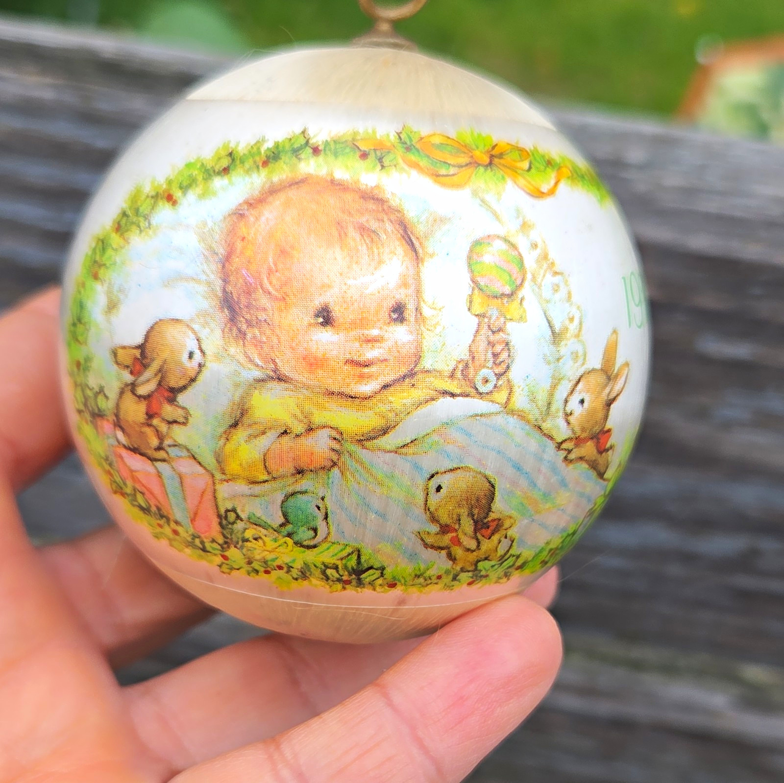 Vintage 1976 Hallmark Keepsake Baby's First Christmas Satin Ornament RARE As-Is