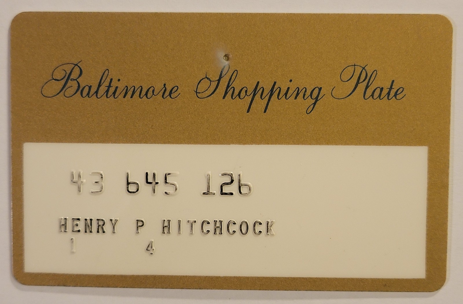 Vintage Department Store Credit Charge Card Baltimore Shopping Plate - Hutzler\'s Vintage Department Store Credit Charge Card Baltimore Shopping Plate - Hutzler\'s