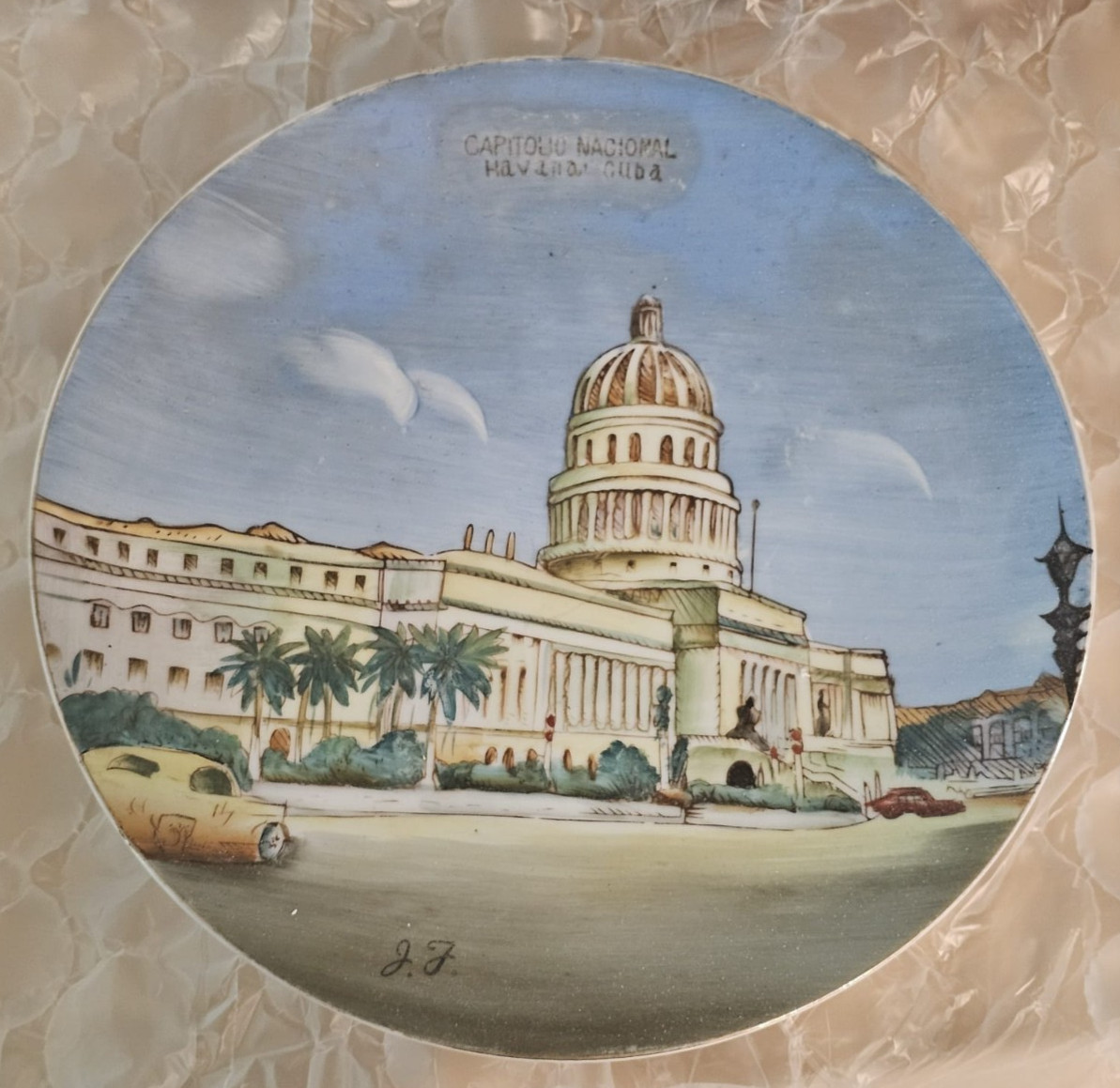 USA Vintage HAVANA CUBA CAPITOL BUILDING Souvenir Porcelain WALL Plate 1940s