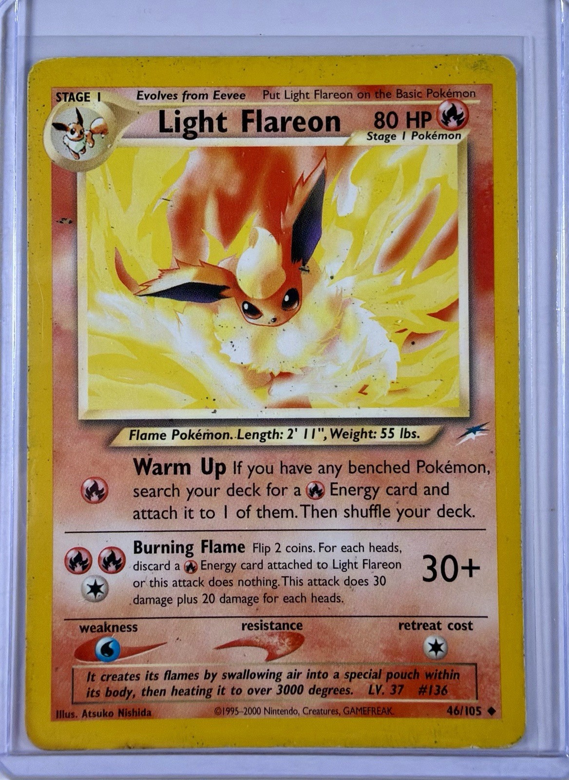 Light Flareon 46/105 2000 Pokemon Neo Destiny Unlimited English Damaged Back