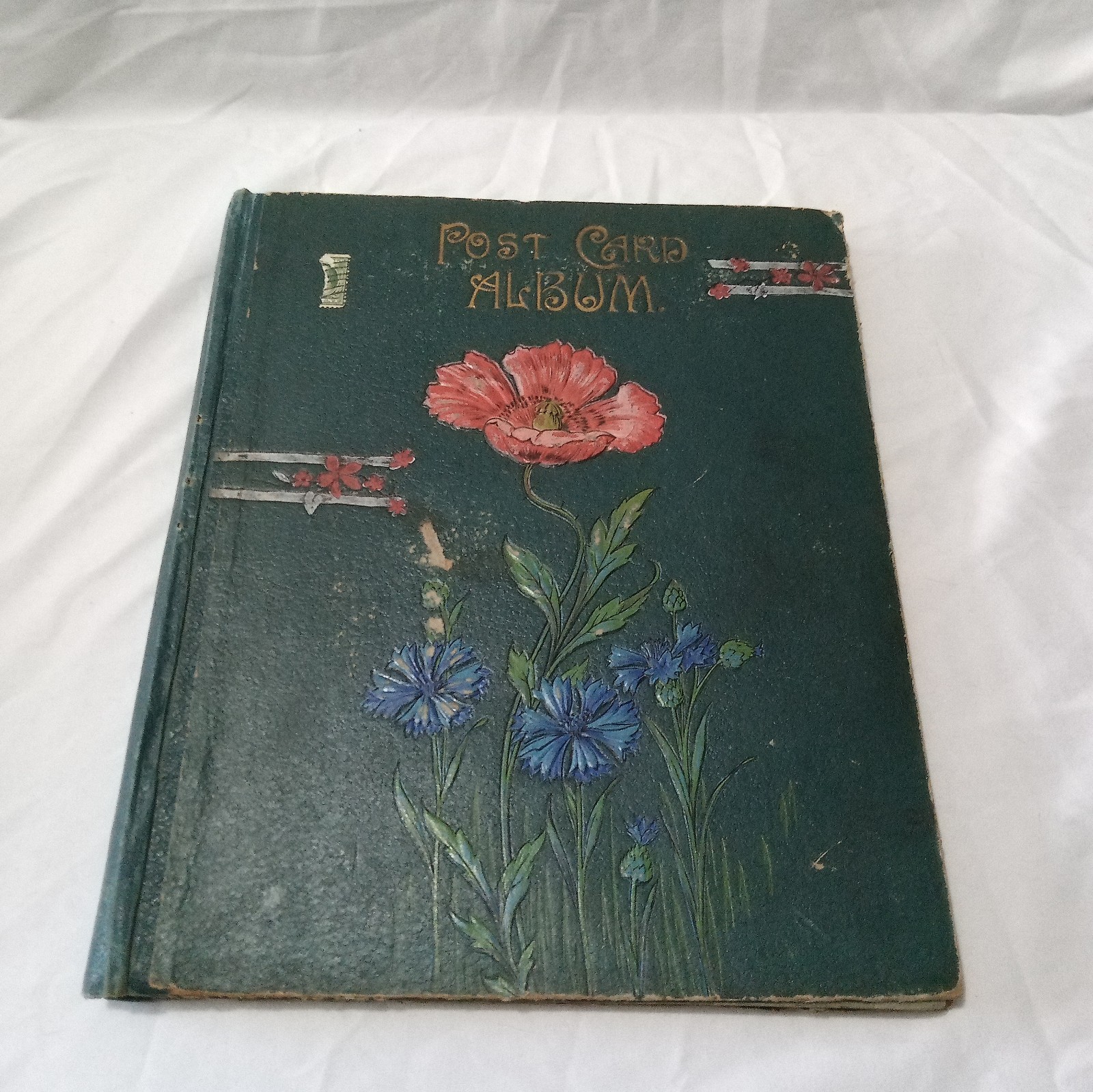 Victorian Post Card Album Empty Antique Floral Embossed Early 1900s Postcard Vtg