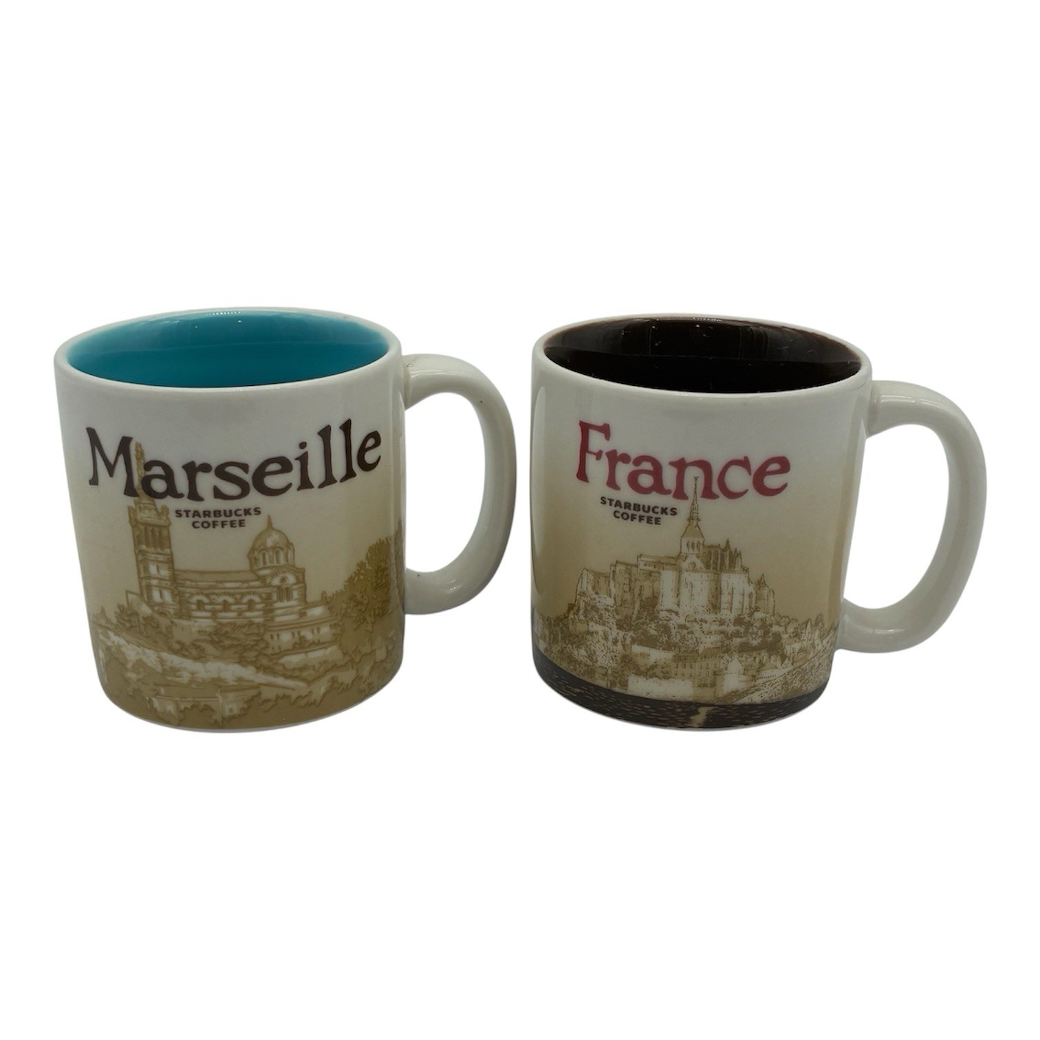 Starbucks Coffee France & Marseille Set Of 2 Demitasse 3 oz Espresso Mini Mugs