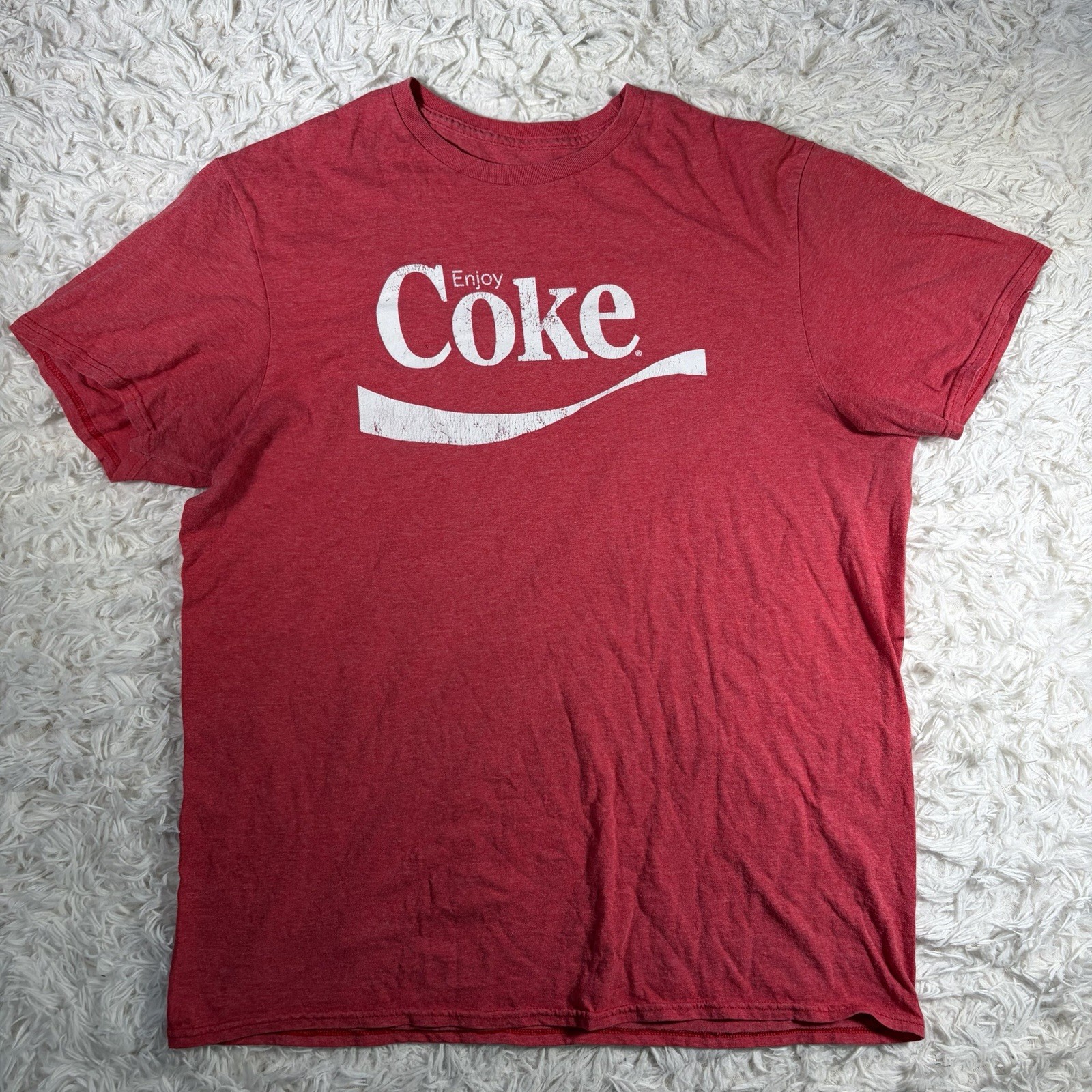 Coca-Cola Enjoy Coke Soda Advertising Graphic T-Shirt Red & White Size L