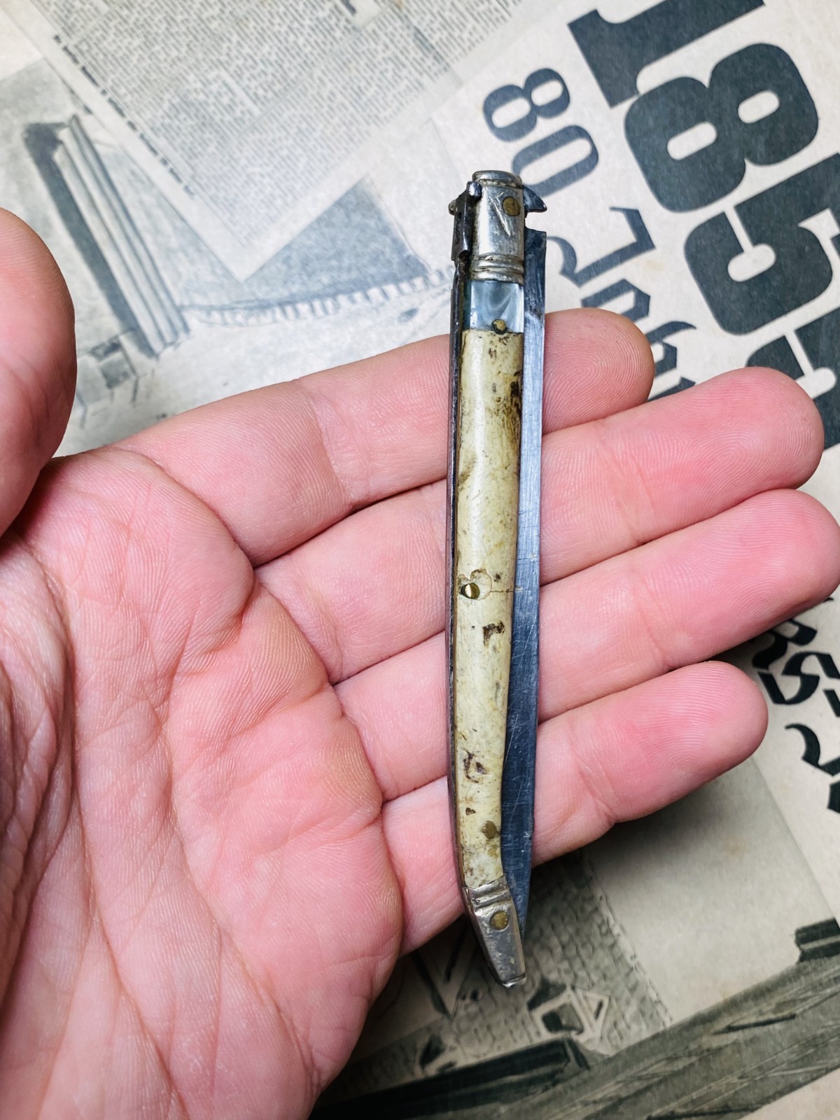 Vintage Pre 1940s Folding Pocket Knife Antique Traditional European Folder Italy