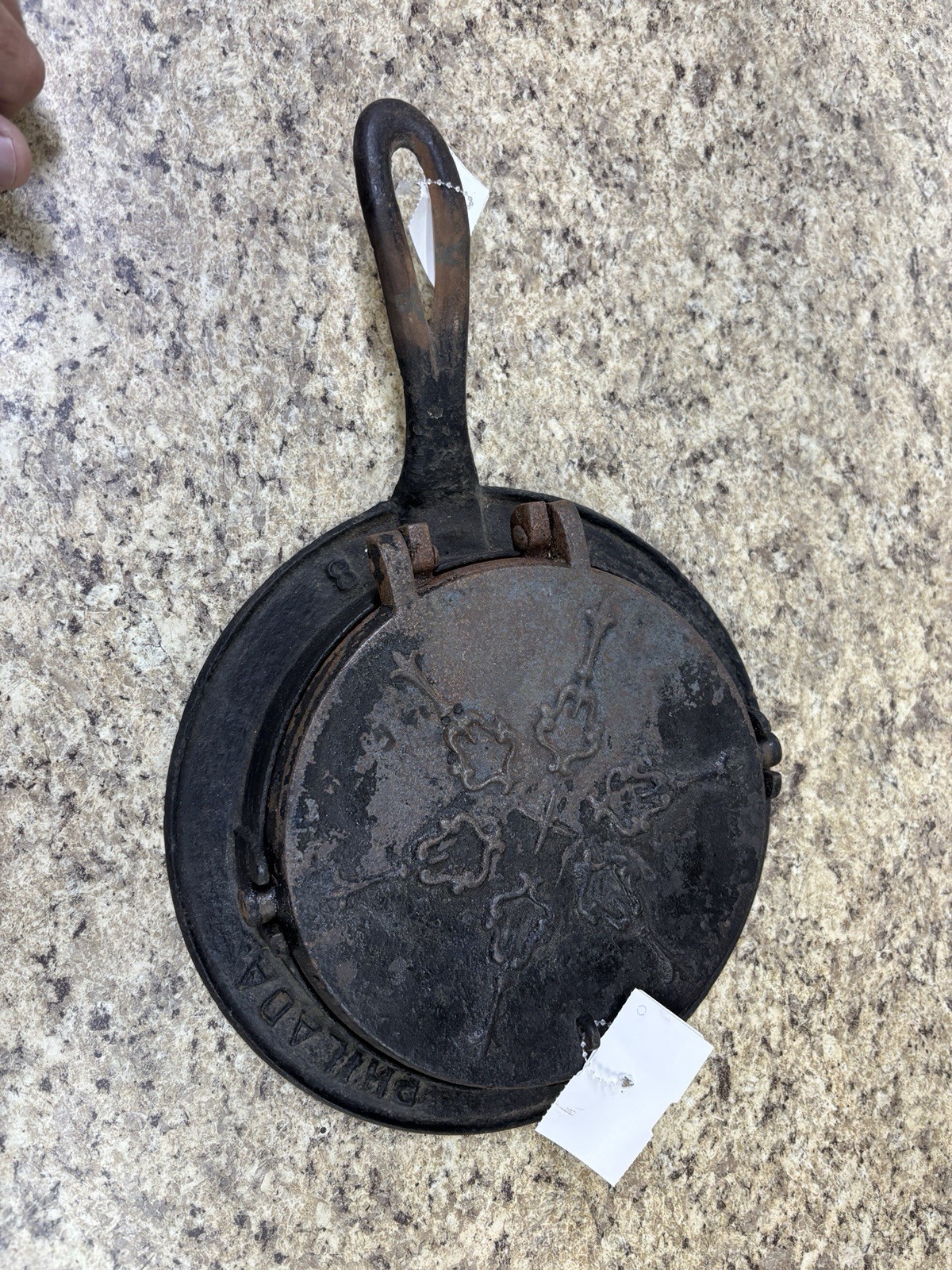 Antique A & J Cox 7,8 Cast Iron Flipover Waffle Iron Circa 1800's