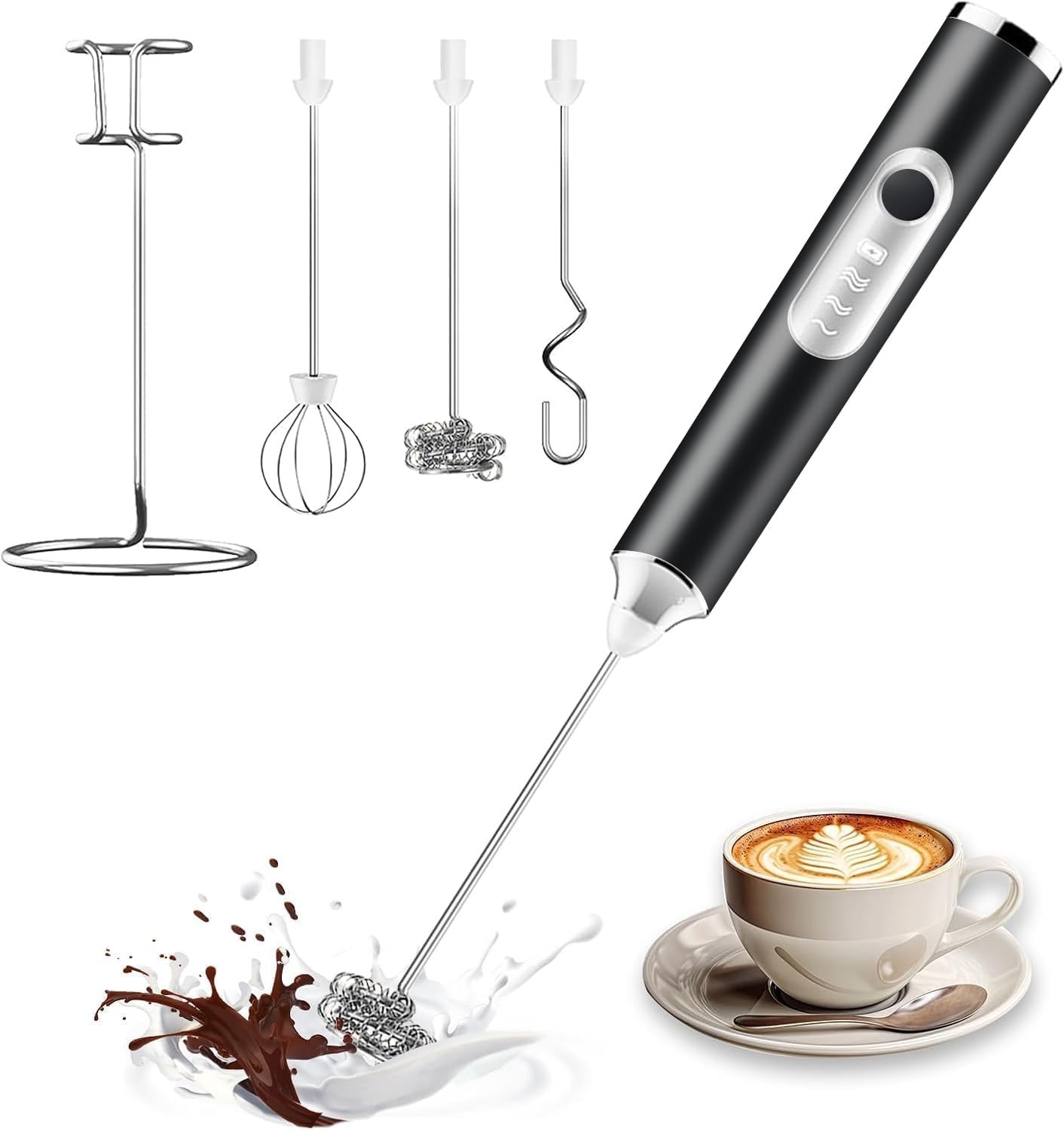 Handheld Electric Milk Frother,Coffee Mixer,Egg Beater,Includes 3 Mixing Heads