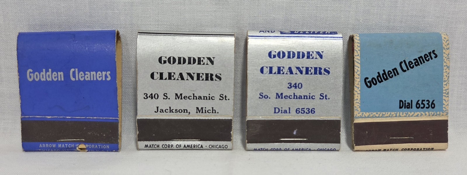 Vintage 1930s Matchbooks Full Unstruck Lot Of 4 Godden Cleaners Jackson Michigan