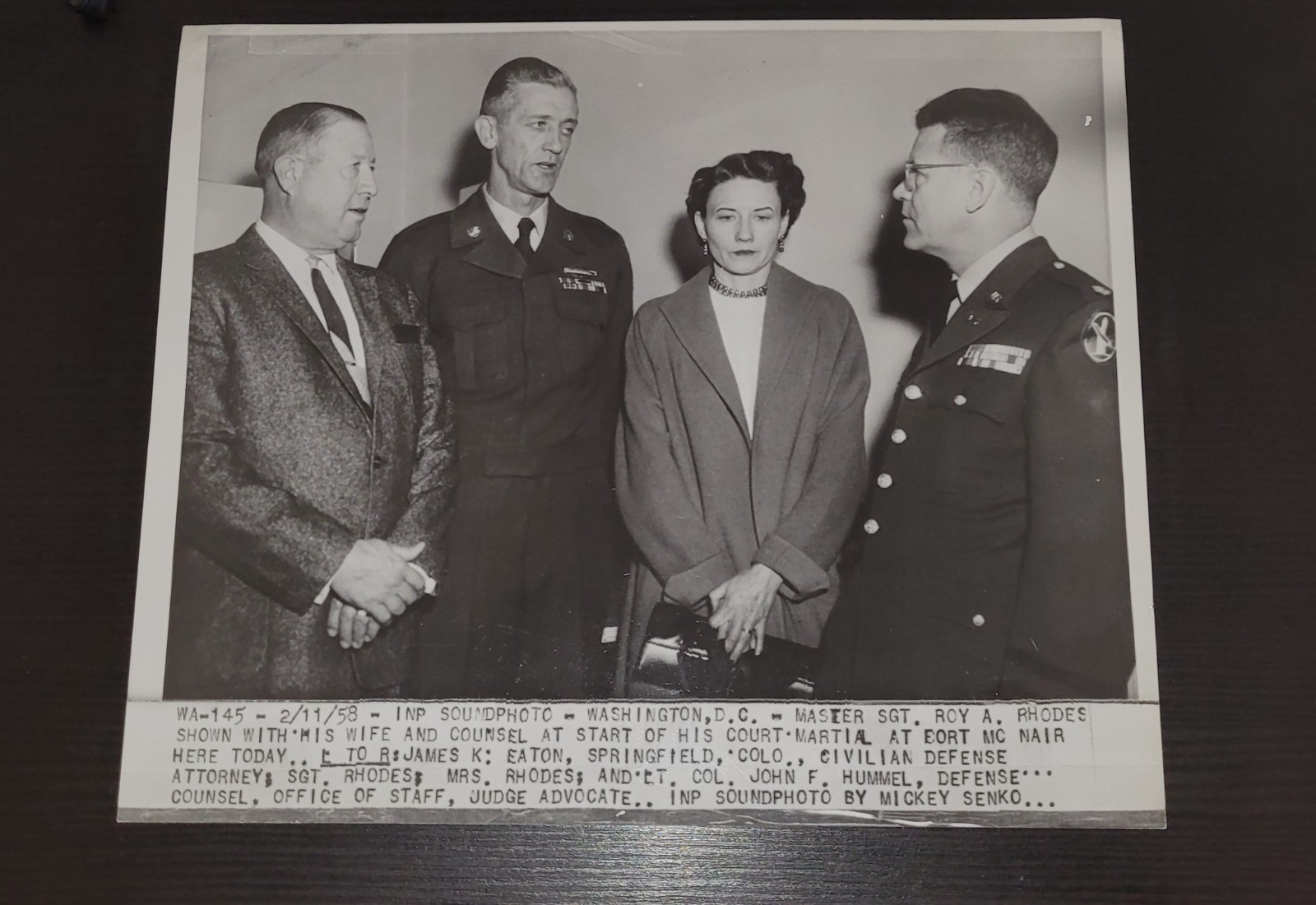 Vintage 1958 Court Martial Press Photo Master Sgt Roy Rhodes Cold War History