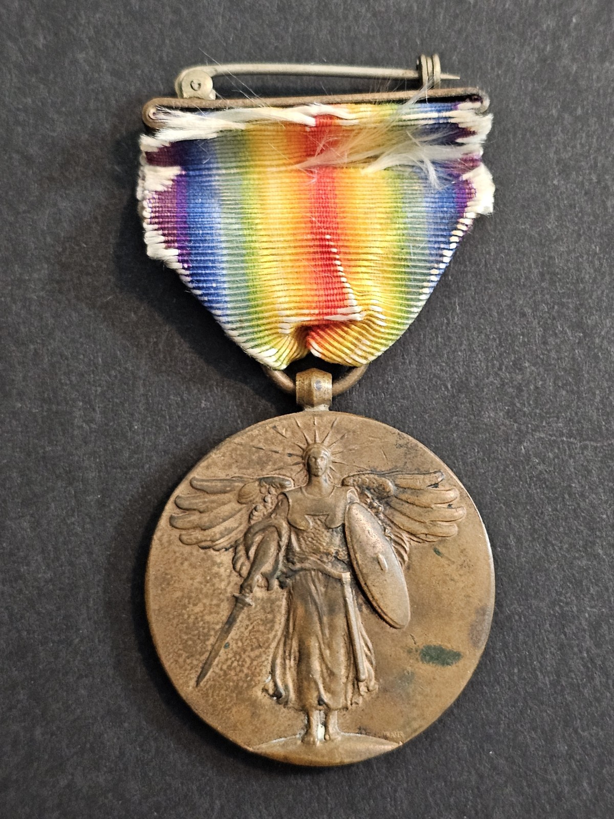 Original WW1 U.S. Military Victory Medal w/Ribbon & France Service Bar C