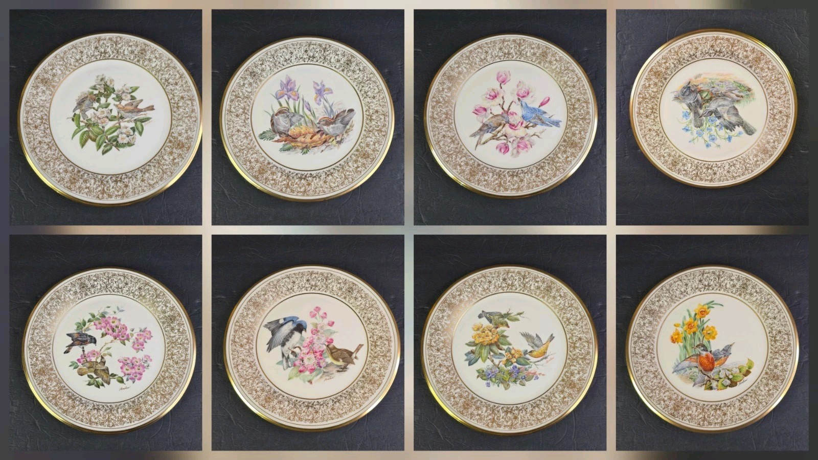 SUPERB Set 8x Lenox Boehm Bird Plates Limited Edition by Edward Marshall 1970-81