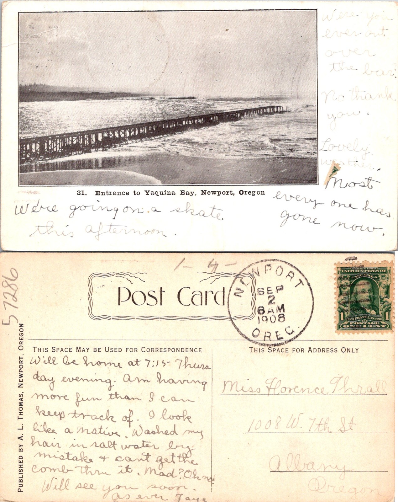 Newport OR. Yaquina Bay W/ Bridge Waves Seaside Postcard 57286
